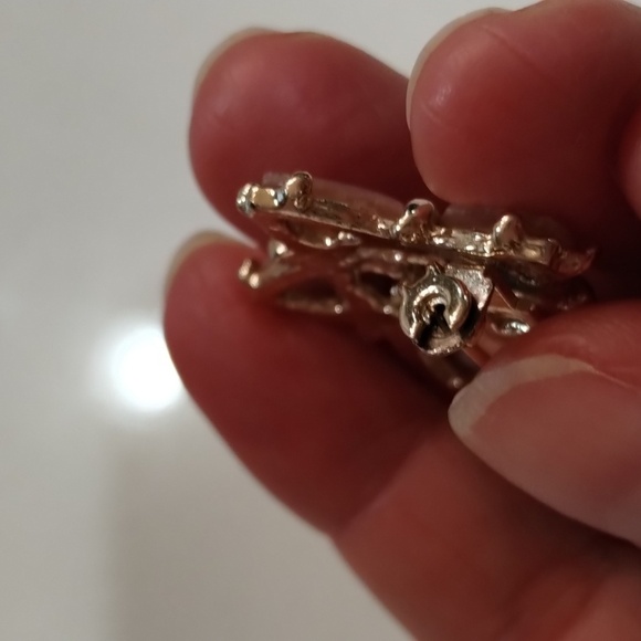 Lucite & rhinestone pink heart brooch lapel pinback 1" - Picture 4 of 4